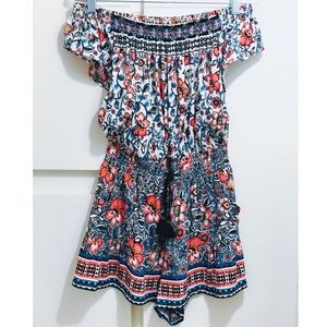 Off-shoulder Short Paisley Romper